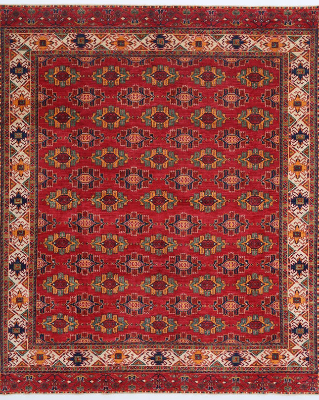 Humna 8' 3" X 9' 9" Hand Knotted Wool Rug 8' 3" X 9' 9" (251 X 297) / Red / Wool