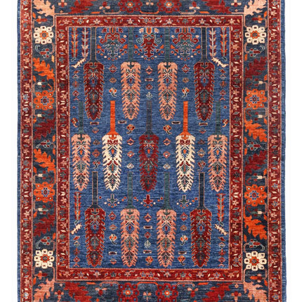 Humna 6' 4" X 8' 3" Hand Knotted Wool Rug 6' 4" X 8' 3" (193 X 251) / Blue / Wool