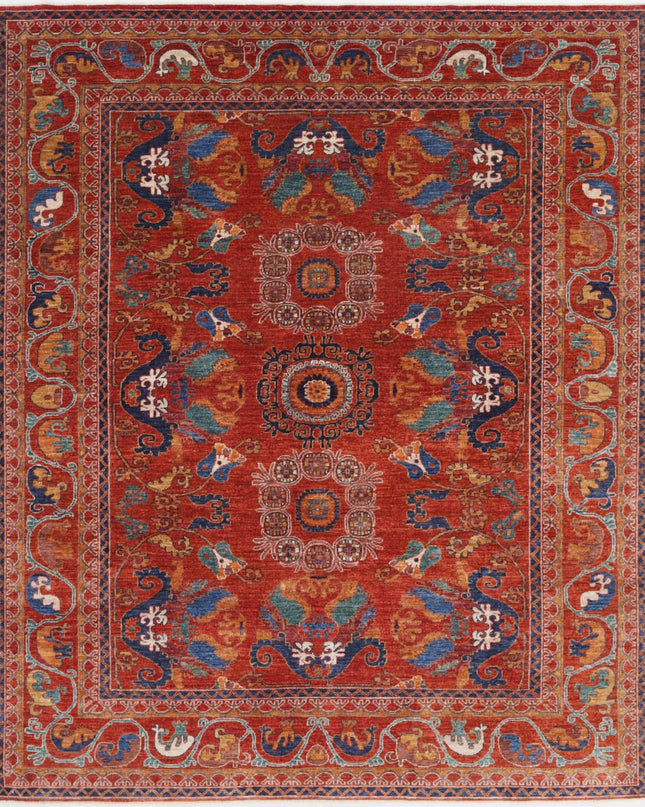 Humna 8' 2" X 10' 0" Hand Knotted Wool Rug 8' 2" X 10' 0" (249 X 305) / Rust / Wool