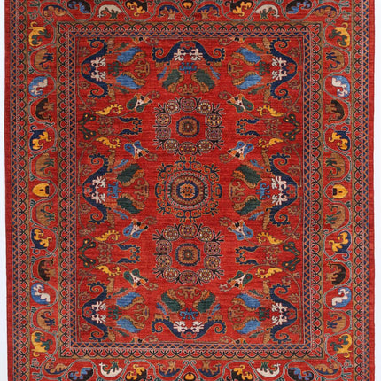 Humna 8' 7" X 9' 9" Hand Knotted Wool Rug 8' 7" X 9' 9" (262 X 297) / Red / Wool
