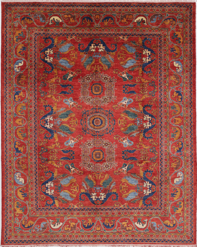 Humna 8' 3" X 10' 2" Hand Knotted Wool Rug 8' 3" X 10' 2" (251 X 310) / Red / Wool