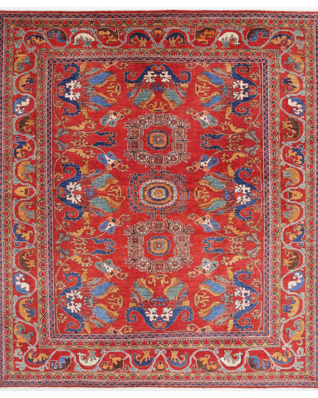 Humna 8' 2" X 9' 5" Hand Knotted Wool Rug 8' 2" X 9' 5" (249 X 287) / Red / Wool