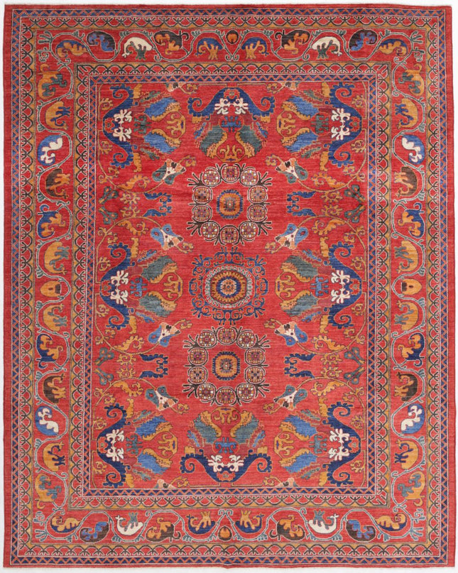 Humna 8' 0" X 10' 0" Hand Knotted Wool Rug 8' 0" X 10' 0" (244 X 305) / Red / Wool