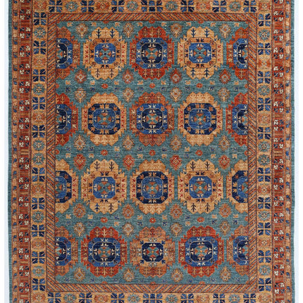 Humna 7' 11" X 9' 9" Hand Knotted Wool Rug 7' 11" X 9' 9" (241 X 297) / Teal / Wool
