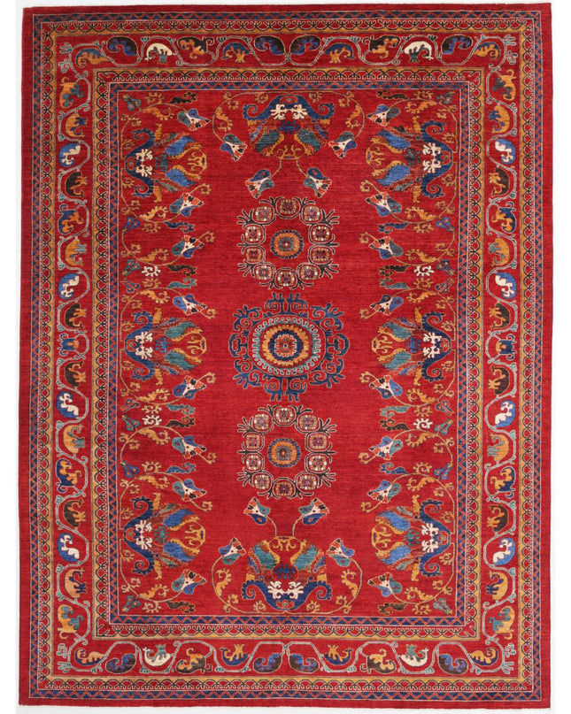 Humna 10' 5" X 14' 1" Hand Knotted Wool Rug 10' 5" X 14' 1" (318 X 429) / Red / Wool
