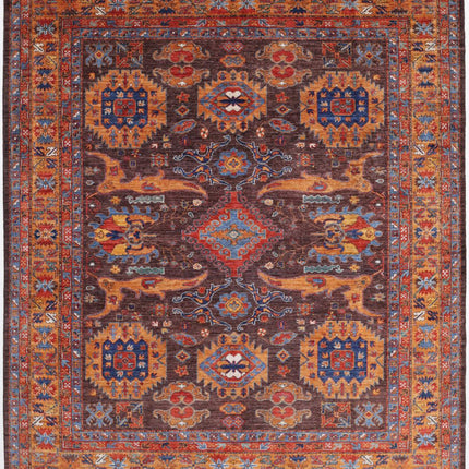 Humna 8' 4" X 9' 9" Hand Knotted Wool Rug 8' 4" X 9' 9" (254 X 297) / Brown / Wool