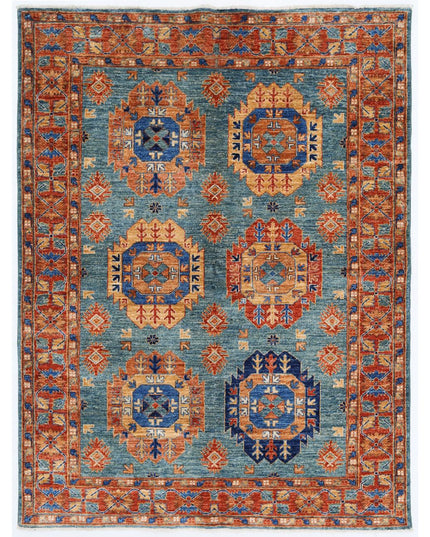 Humna 4' 10" X 6' 6" Hand Knotted Wool Rug 4' 10" X 6' 6" (147 X 198) / Teal / Wool