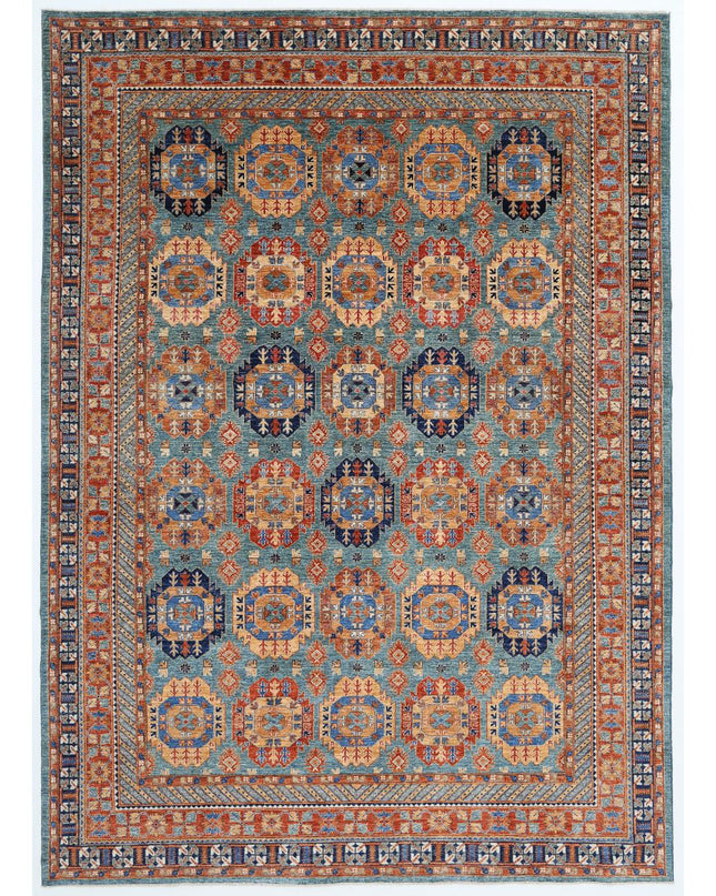 Humna 10' 1" X 14' 0" Hand Knotted Wool Rug 10' 1" X 14' 0" (307 X 427) / Teal / Wool