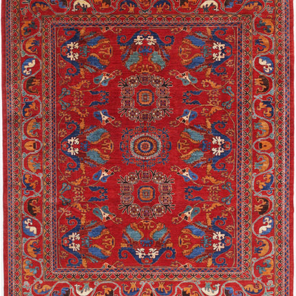 Humna 8' 4" X 9' 8" Hand Knotted Wool Rug 8' 4" X 9' 8" (254 X 295) / Red / Wool