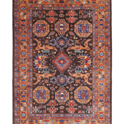 Humna 6' 0" X 8' 1" Hand Knotted Wool Rug 6' 0" X 8' 1" (183 X 246) / Brown / Wool
