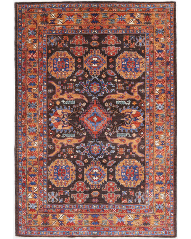 Humna 6' 0" X 8' 1" Hand Knotted Wool Rug 6' 0" X 8' 1" (183 X 246) / Brown / Wool
