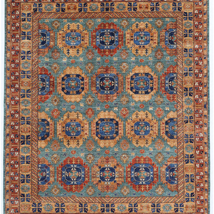 Humna 8' 1" X 9' 8" Hand Knotted Wool Rug 8' 1" X 9' 8" (246 X 295) / Teal / Wool
