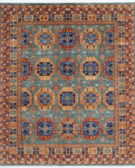Humna 8' 1" X 9' 8" Hand Knotted Wool Rug 8' 1" X 9' 8" (246 X 295) / Teal / Wool