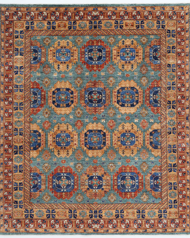 Humna 8' 1" X 9' 8" Hand Knotted Wool Rug 8' 1" X 9' 8" (246 X 295) / Teal / Wool