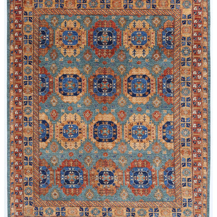 Humna 7' 10" X 9' 8" Hand Knotted Wool Rug 7' 10" X 9' 8" (239 X 295) / Teal / Wool