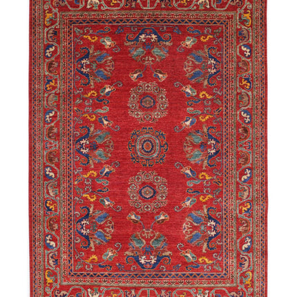 Humna 6' 0" X 8' 9" Hand Knotted Wool Rug 6' 0" X 8' 9" (183 X 267) / Red / Wool