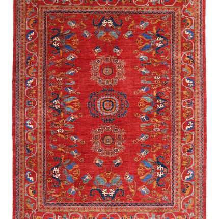 Humna 10' 3" X 13' 10" Hand Knotted Wool Rug 10' 3" X 13' 10" (312 X 422) / Red / Wool