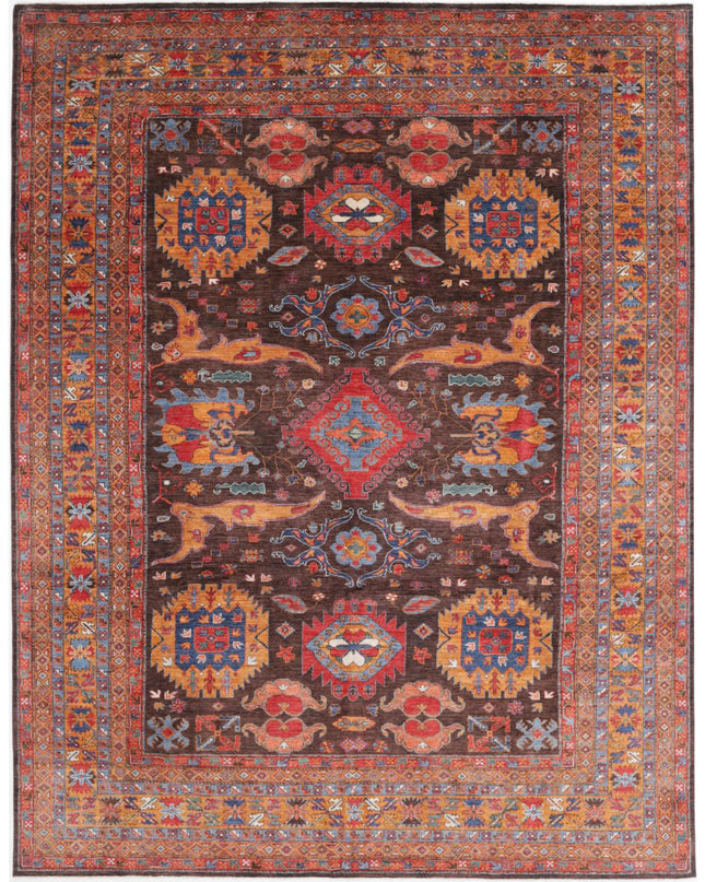 Humna 10' 0" X 13' 5" Hand Knotted Wool Rug 10' 0" X 13' 5" (305 X 409) / Brown / Wool