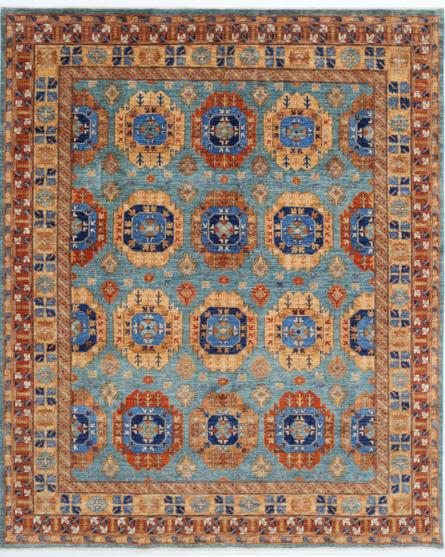 Humna 7' 11" X 9' 9" Hand Knotted Wool Rug 7' 11" X 9' 9" (241 X 297) / Teal / Wool