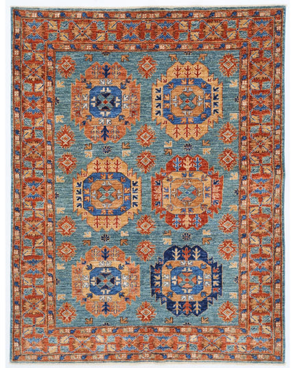 Humna 4' 11" X 6' 6" Hand Knotted Wool Rug 4' 11" X 6' 6" (150 X 198) / Teal / Wool