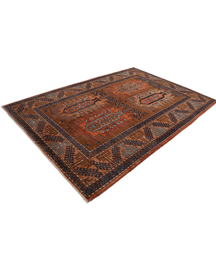 Humna 6' 0" X 8' 9" Hand Knotted Wool Rug 6' 0" X 8' 9" (183 X 267) / Rust / Wool