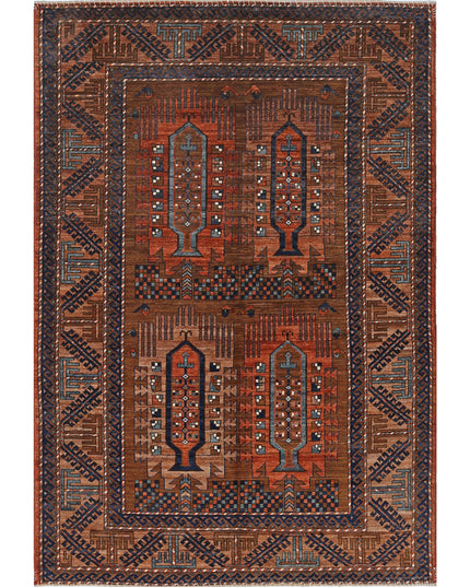 Humna 6' 0" X 8' 9" Hand Knotted Wool Rug 6' 0" X 8' 9" (183 X 267) / Rust / Wool