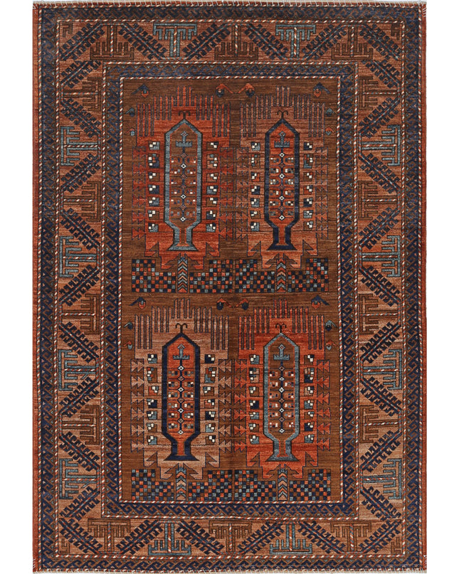 Humna 6' 0" X 8' 9" Hand Knotted Wool Rug 6' 0" X 8' 9" (183 X 267) / Rust / Wool