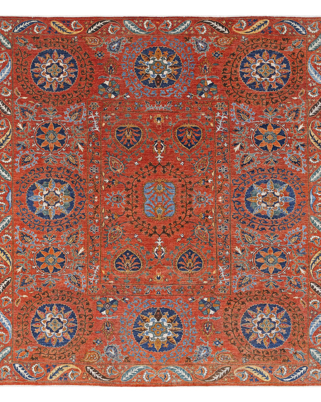 Humna 9' 8" X 10' 4" Hand Knotted Wool Rug 9' 8" X 10' 4" (295 X 315) / Rust / Wool
