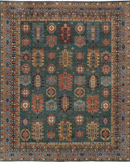 Humna 11' 9" X 14' 7" Hand Knotted Wool Rug 11' 9" X 14' 7" (358 X 444) / Green / Wool