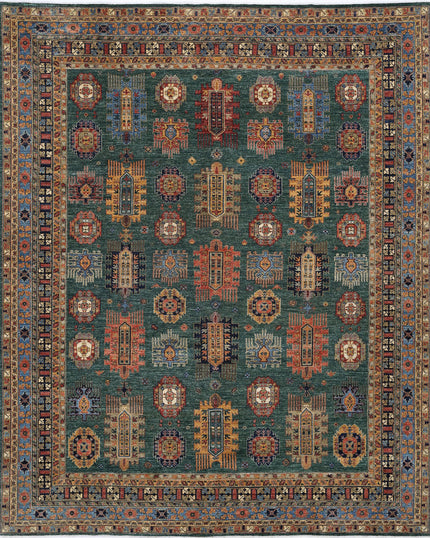 Humna 11' 9" X 14' 7" Hand Knotted Wool Rug 11' 9" X 14' 7" (358 X 444) / Green / Wool