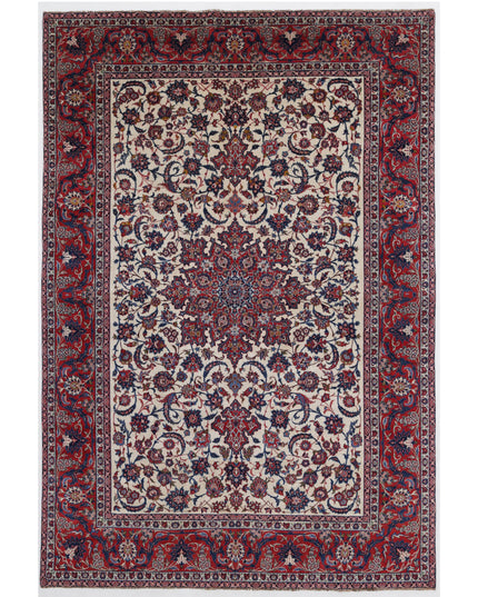 Isfahan 7' 4" X 11' 1" Hand Knotted Wool Rug 7' 4" X 11' 1" (223 X 338) / Ivory / Wool