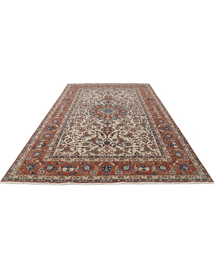 Isfahan 7' 8" X 11' 9" Hand Knotted Wool Rug 7' 8" X 11' 9" (234 X 358) / Ivory / Wool