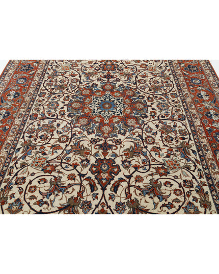 Isfahan 7' 8" X 11' 9" Hand Knotted Wool Rug 7' 8" X 11' 9" (234 X 358) / Ivory / Wool