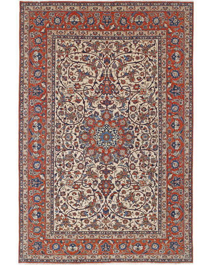 Isfahan 7' 8" X 11' 9" Hand Knotted Wool Rug 7' 8" X 11' 9" (234 X 358) / Ivory / Wool