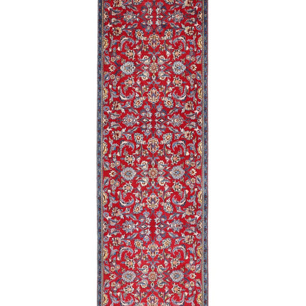 Isfahan 3' 4" X 10' 10" Hand Knotted Wool Rug 3' 4" X 10' 10" (101 X 330) / Red / Wool