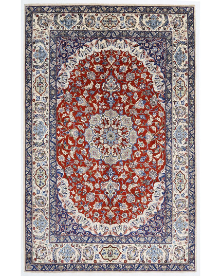 Isfahan 6' 11" X 10' 7" Hand Knotted Wool Rug 6' 11" X 10' 7" (211 X 322) / Rust / Wool