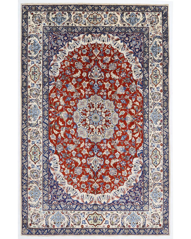 Isfahan 6' 11" X 10' 7" Hand Knotted Wool Rug 6' 11" X 10' 7" (211 X 322) / Rust / Wool