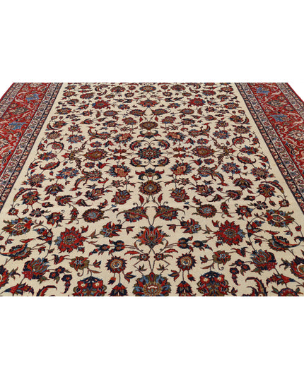 Isfahan 10' 9" X 14' 6" Hand Knotted Wool Rug 10' 9" X 14' 6" (328 X 442) / Ivory / Wool