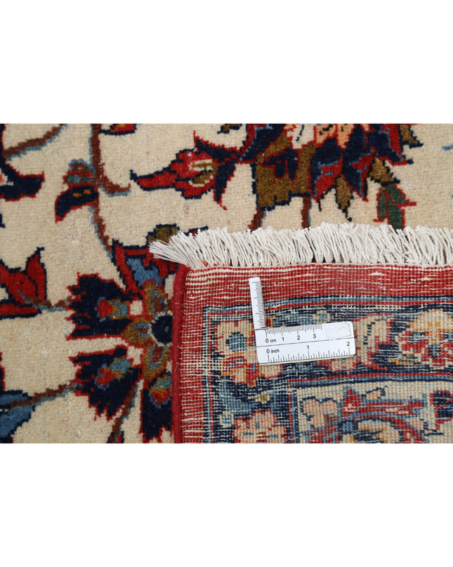 Isfahan 10' 9" X 14' 6" Hand Knotted Wool Rug 10' 9" X 14' 6" (328 X 442) / Ivory / Wool