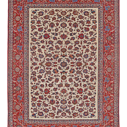 Isfahan 10' 9" X 14' 6" Hand Knotted Wool Rug 10' 9" X 14' 6" (328 X 442) / Ivory / Wool