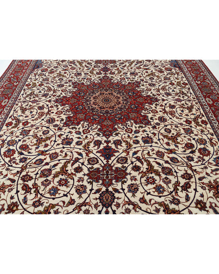 Isfahan 10' 3" X 14' 7" Hand Knotted Wool Rug 10' 3" X 14' 7" (312 X 444) / Ivory / Wool