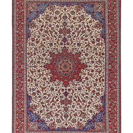 Isfahan 10' 3" X 14' 7" Hand Knotted Wool Rug 10' 3" X 14' 7" (312 X 444) / Ivory / Wool