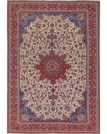 Isfahan 10' 3" X 14' 7" Hand Knotted Wool Rug 10' 3" X 14' 7" (312 X 444) / Ivory / Wool