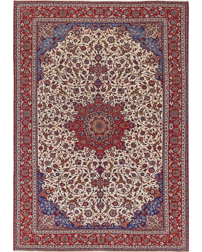 Isfahan 10' 3" X 14' 7" Hand Knotted Wool Rug 10' 3" X 14' 7" (312 X 444) / Ivory / Wool