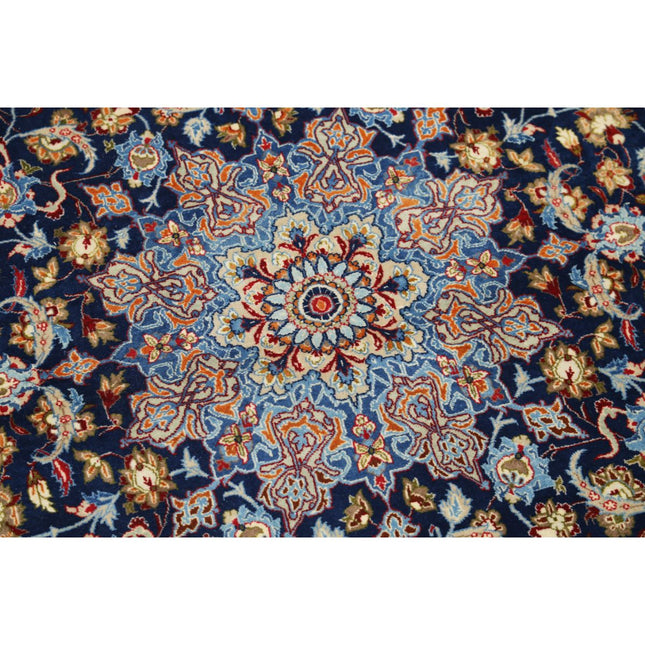 Isfahan 3' 6" X 5' 4" Hand Knotted Wool Rug 3' 6" X 5' 4" (107 X 163) / Blue / Grey