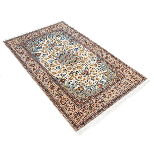 Isfahan 3' 6" X 5' 8" Hand Knotted Wool Rug 3' 6" X 5' 8" (107 X 173) / Ivory / Brown