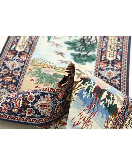 Isfahan 2' 5" X 11' 3" Hand Knotted Wool & Silk Rug 2' 5" X 11' 3" (74 X 343) / Blue / Wool & Silk