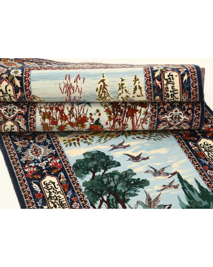 Isfahan 2' 5" X 11' 3" Hand Knotted Wool & Silk Rug 2' 5" X 11' 3" (74 X 343) / Blue / Wool & Silk
