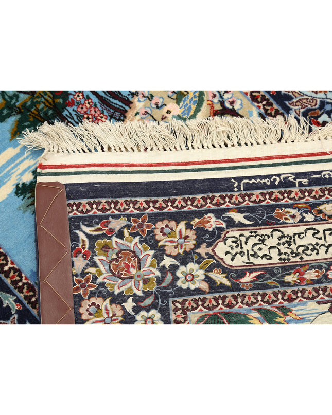 Isfahan 2' 5" X 11' 3" Hand Knotted Wool & Silk Rug 2' 5" X 11' 3" (74 X 343) / Blue / Wool & Silk