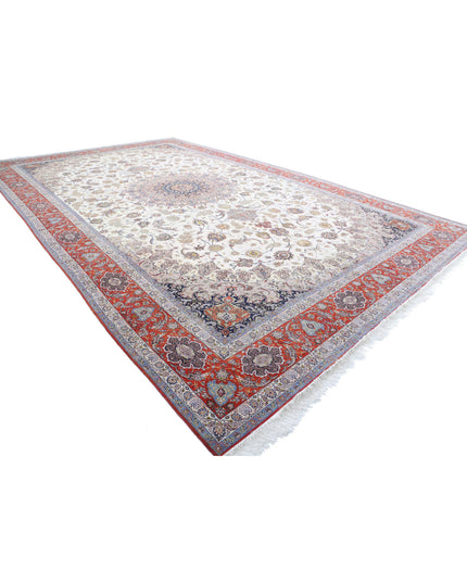 Isfahan 12' 11" X 21' 1" Hand Knotted Wool & Silk Rug 12' 11" X 21' 1" (394 X 643) / Ivory / Wool & Silk